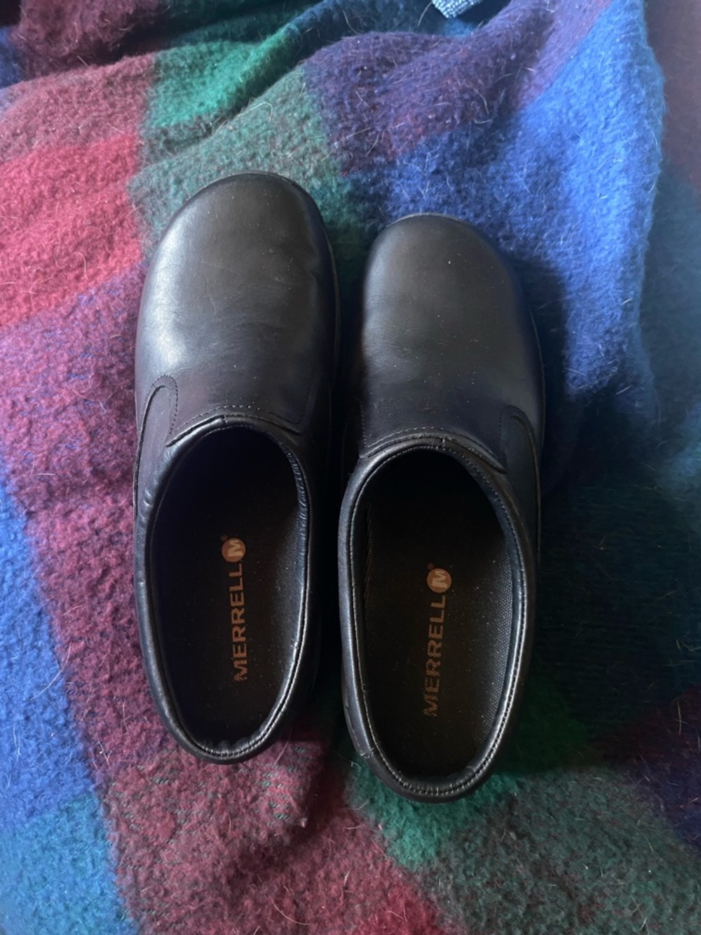 Merrell Women’s Black Slip-On Leather Work Loafers